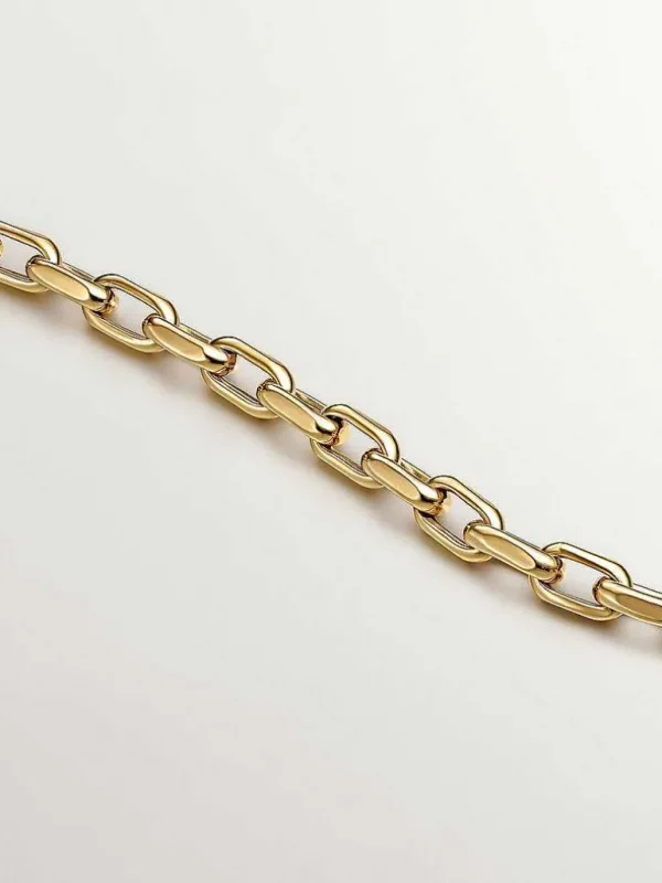 Cadenas-Aristocrazy Collar De Eslabones Forza De Plata 925 Banada En Oro Amarillo De 18K 45Cm