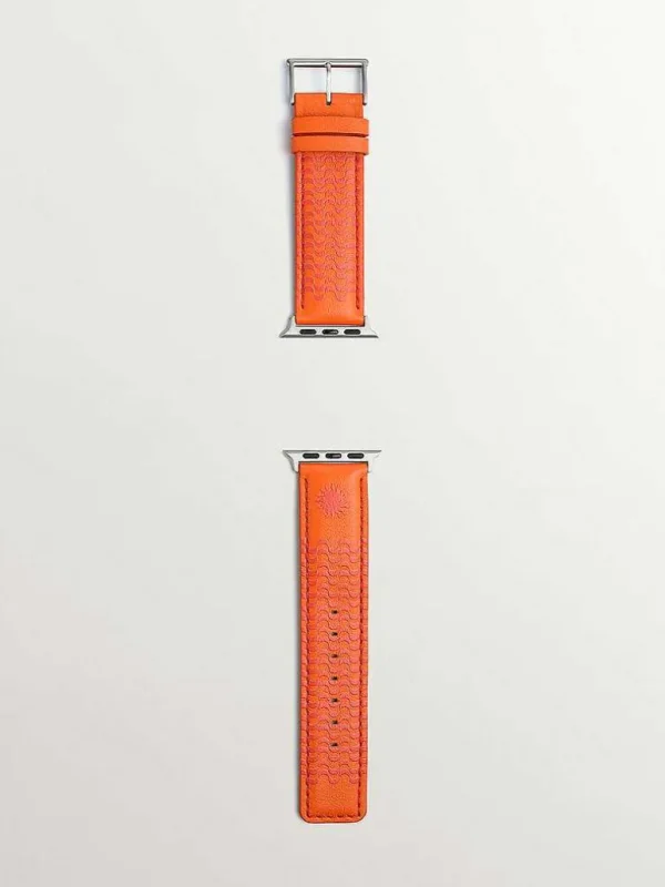 Correas Apple Watch-Aristocrazy Correa Para Apple Watch De Cuero Naranja Con Estampado De Soles