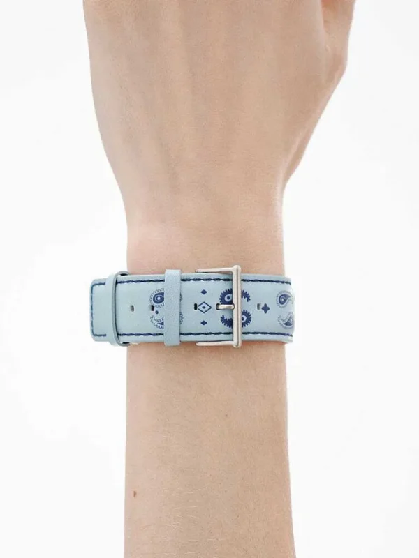 Correas Apple Watch-Aristocrazy Correa Para Apple Watch De Cuero Azul Con Estampado De Ying Yang