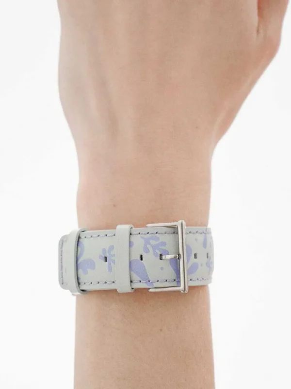 Correas Apple Watch-Aristocrazy Correa Para Apple Watch De Cuero Verde Y Lila Con Estampado Floral