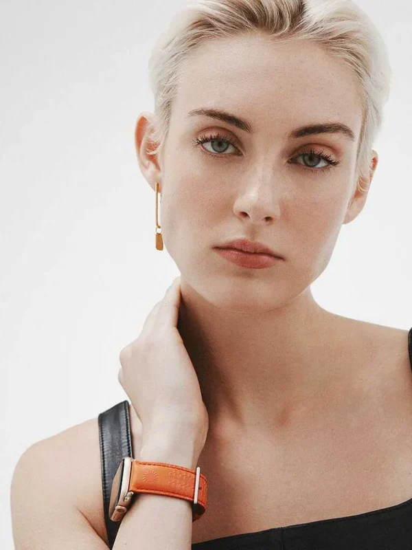 Correas Apple Watch-Aristocrazy Correa Para Apple Watch De Cuero Naranja Con Estampado De Soles