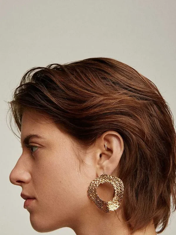 Pendientes Por Unidad-Aristocrazy Pendiente De Aro Individual De Oro Amarillo De 18K Con Diamantes