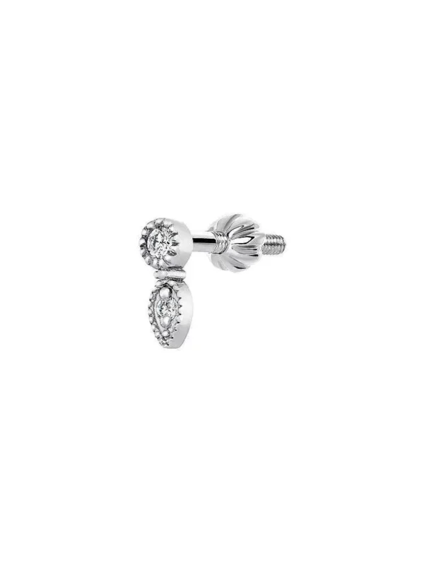 Piercings Con Diamantes-Aristocrazy Pendiente De Oro Blanco De 9K Con Forma De Gota Y Diamante Blanco