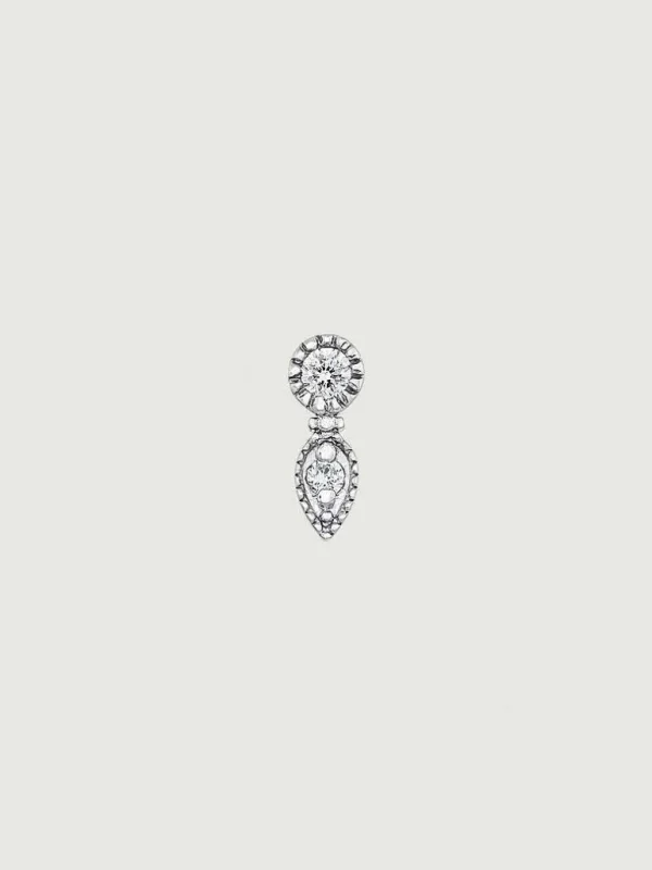 Piercings Con Diamantes-Aristocrazy Pendiente De Oro Blanco De 9K Con Forma De Gota Y Diamante Blanco