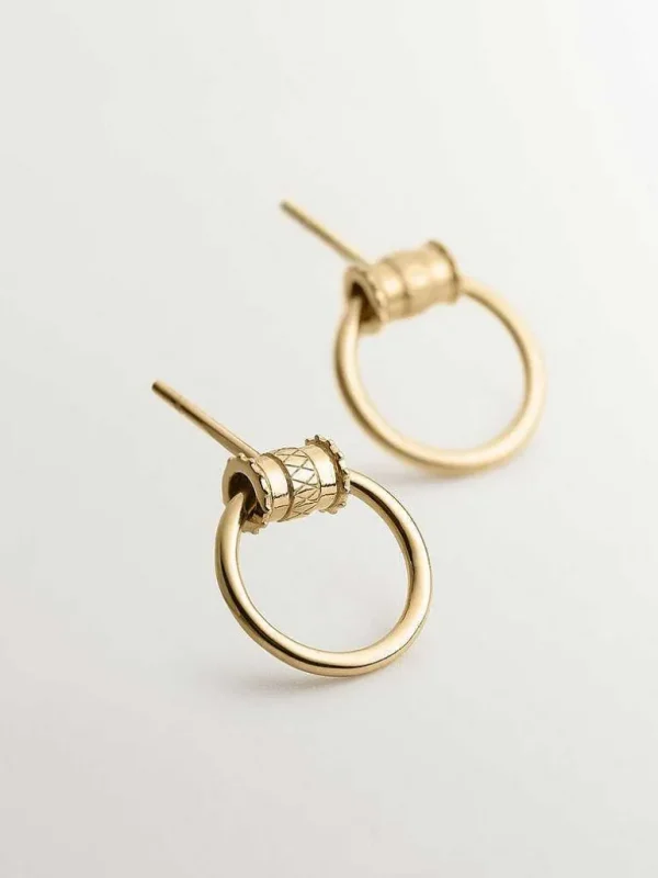 Pendientes De Plata-Aristocrazy Pendiente De Plata 925 Banada En Oro Amarillo De 18K