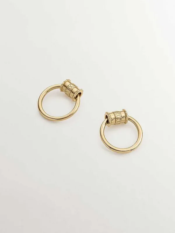 Pendientes De Plata-Aristocrazy Pendiente De Plata 925 Banada En Oro Amarillo De 18K