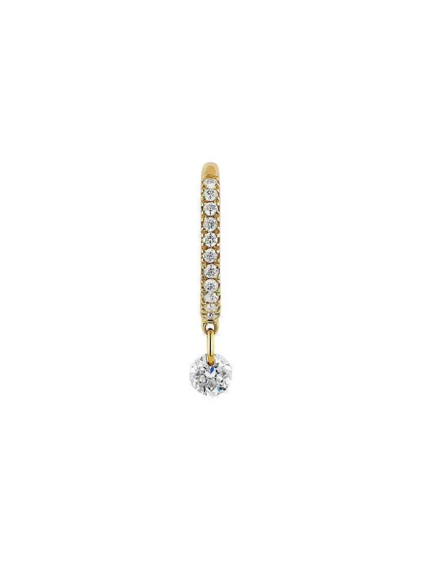 Pendientes Y Piercings Con Diamantes-Aristocrazy Pendiente Individual De Aro Pequeno De Oro Amarillo De 18K Con Diamantes