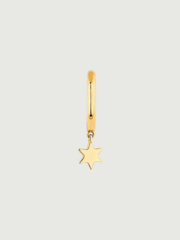 Pendientes Por Unidad-Aristocrazy Pendiente Individual De Aro Pequeno De Oro Amarillo De 9K Con Estrella