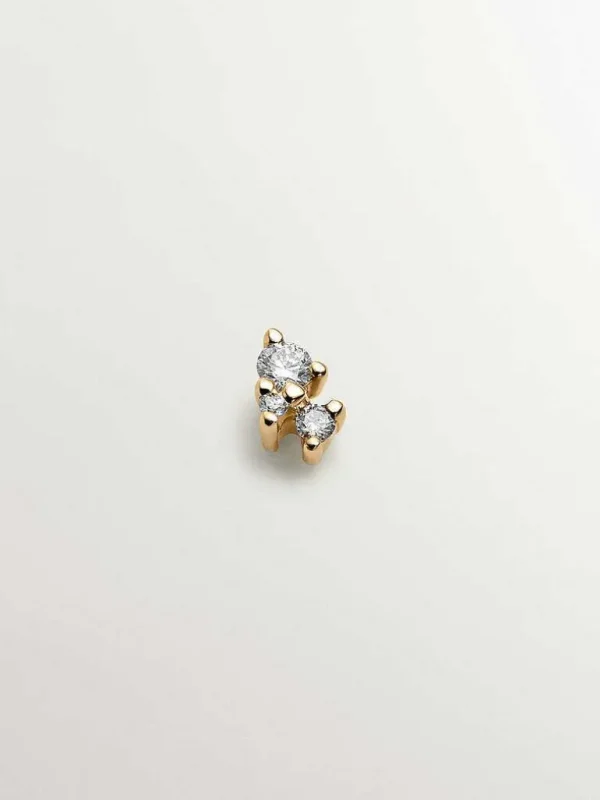 Piercings Con Diamantes-Aristocrazy Pendiente Individual De Oro Amarillo De 9K Con Diamantes