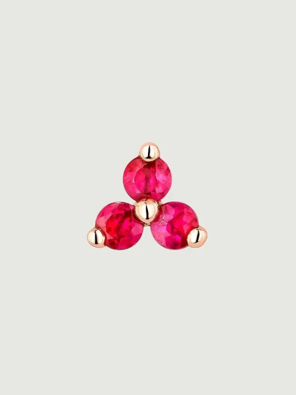 Piercings De Oro-Aristocrazy Pendiente Individual De Oro Rosa De 18K Con Rubies