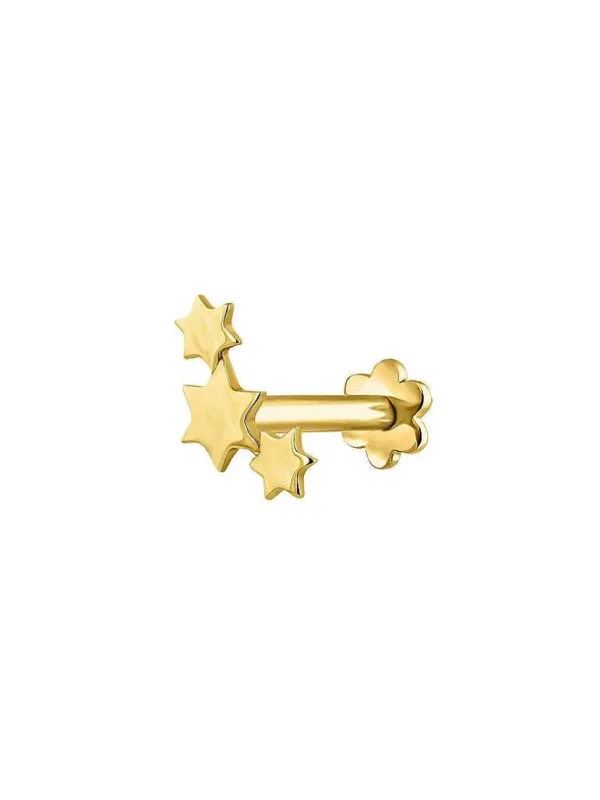 Piercings De Oro-Aristocrazy Pendiente Individual De Oro Amarillo De 9K Con Estrellas