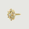 Piercings Con Diamantes-Aristocrazy Pendiente Individual De Oro Amarillo De 9K Con Diamantes Y Flor