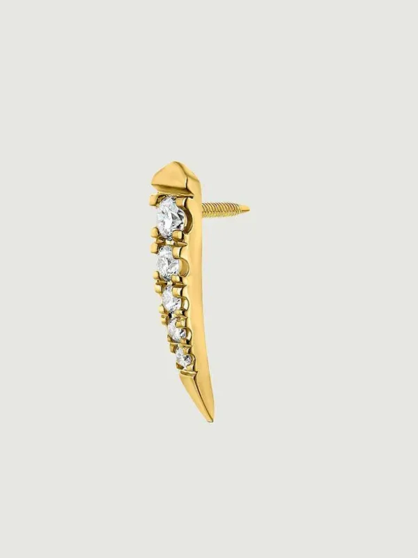 Piercings Con Diamantes-Aristocrazy Pendiente Individual De Oro Amarillo De 18K Con Diamantes