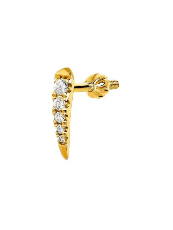 Piercings Con Diamantes-Aristocrazy Pendiente Individual De Oro Amarillo De 9K Con Diamantes