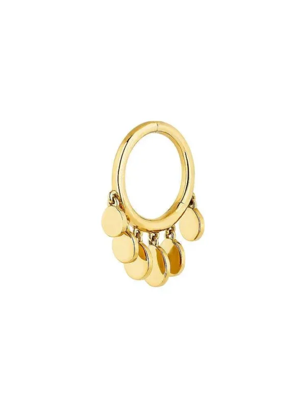 Pendientes Por Unidad-Aristocrazy Pendiente Individual De Oro Amarillo De 9K Con Esferas Colgando