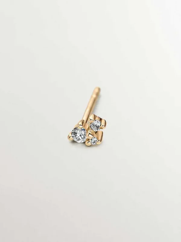 Piercings Con Diamantes-Aristocrazy Pendiente Individual De Oro Amarillo De 9K Con Diamantes