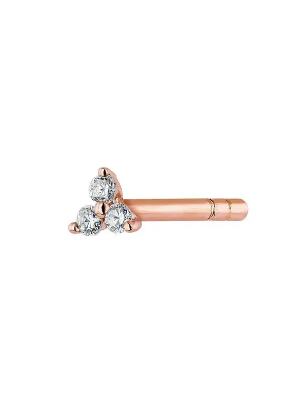 Piercings Con Diamantes-Aristocrazy Pendiente Individual De Oro Rosa De 18K Con Trebol De Diamantes