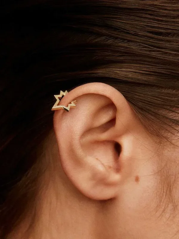 Pendientes Por Unidad-Aristocrazy Pendiente Individual De Oro Amarillo De 9K Con Forma De Estrella