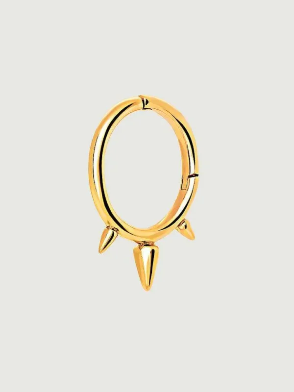 Pendientes Por Unidad-Aristocrazy Pendiente Individual De Plata 925 Banada En Oro Amarillo De 9K Con Pinchos