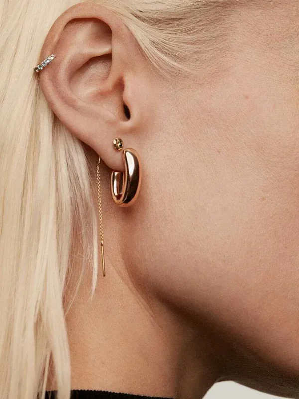 Pendientes Por Unidad-Aristocrazy Pendiente Individual De Plata 925 Banada En Oro Amarillo De 18K Con Zafiros Blancos Y Azules