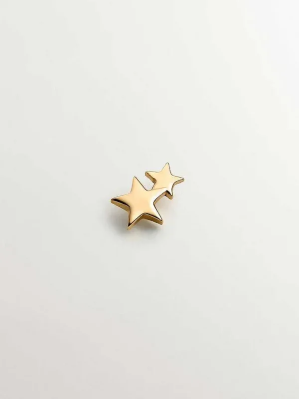 Pendientes Por Unidad-Aristocrazy Pendiente Individual Pequeno De Plata 925 Banada En Oro Amarillo De 18K Con Estrellas