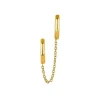 Pendientes Por Unidad-Aristocrazy Pendiente Individual Trepador De Plata 925 Banada En Oro Amarillo De 18K Con Doble Aro