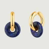 Pendientes De Plata-Aristocrazy Pendientes De Aro De Plata 925 Banada En Oro Amarillo De 18K Con Lapislazuli