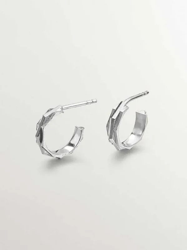 Pendientes De Plata-Aristocrazy Pendientes De Aro De Plata 925 Con Acabado Geometrico