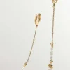 Pendientes De Plata-Aristocrazy Pendientes De Aro De Plata 925 Banada En Oro Amarillo De 18K Con Colgante De Perlas Y Flor De Loto