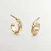 Pendientes De Plata-Aristocrazy Pendientes De Aro De Plata 925 Banada En Oro Amarillo De 18K Con Acabado Geometrico