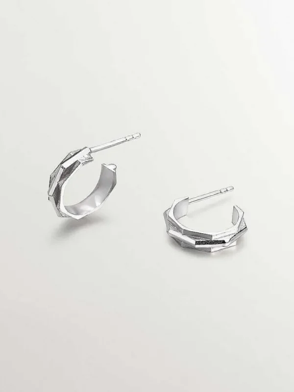 Pendientes De Plata-Aristocrazy Pendientes De Aro De Plata 925 Con Acabado Geometrico