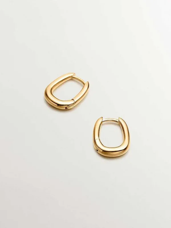 Pendientes De Plata-Aristocrazy Pendientes De Aro Grueso De Plata 925 Banada En Oro Amarillo De 18K