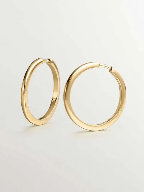 Pendientes De Plata-Aristocrazy Pendientes De Aro Medianos De Plata 925 Banada En Oro Amarillo De 18K