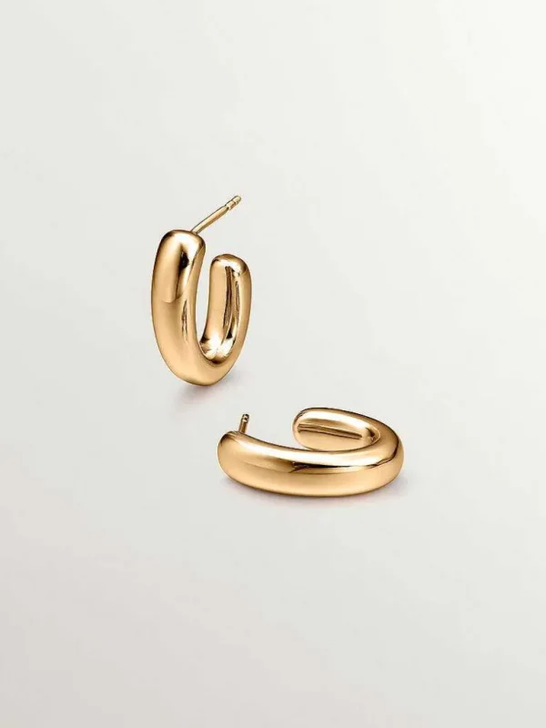 Pendientes De Plata-Aristocrazy Pendientes De Aro Pequenos Ovalados De Plata 925 Banada En Oro Amarillo De 18K