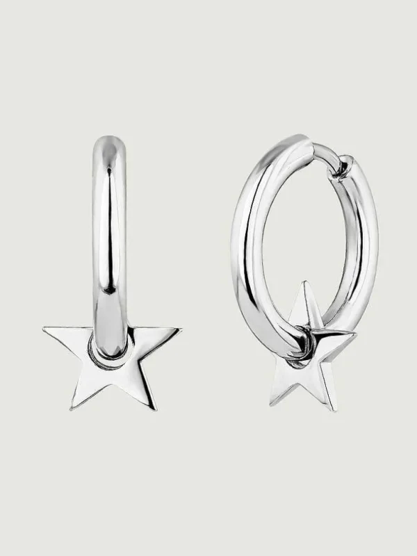 Pendientes De Plata-Aristocrazy Pendientes De Aro Pequenos De Plata 925 Con Estrella