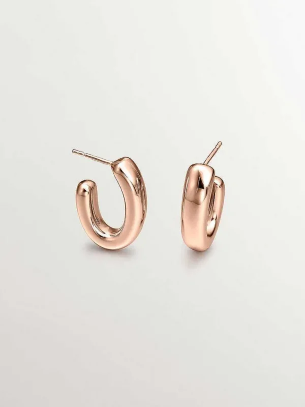 Pendientes De Plata-Aristocrazy Pendientes De Aro Pequenos Ovalados De Plata 925 Banada En Oro Rosa De 18K