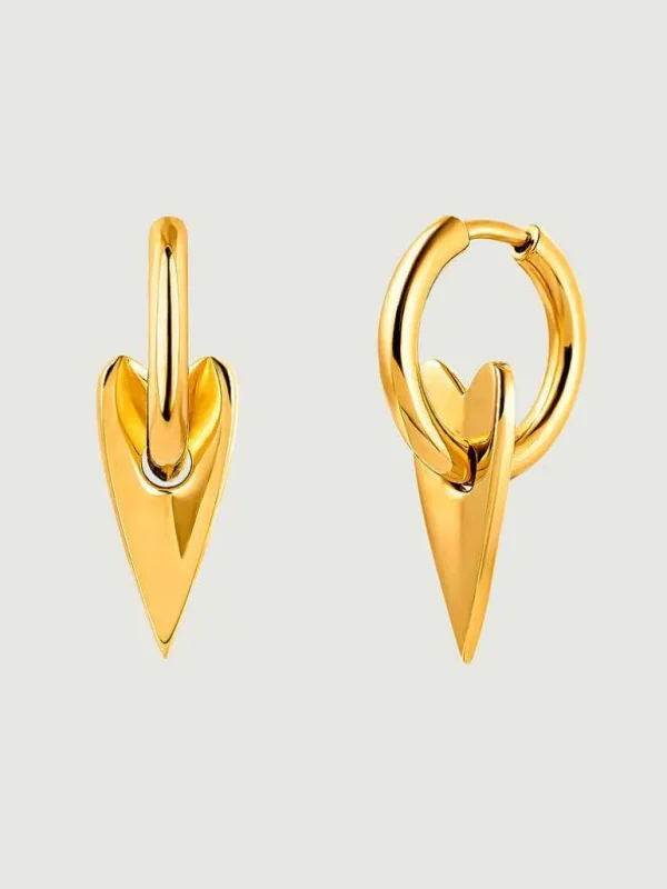 Pendientes De Plata-Aristocrazy Pendientes De Aro Pequenos De Plata 925 Banada En Oro Amarillo De 18K Con Corazon