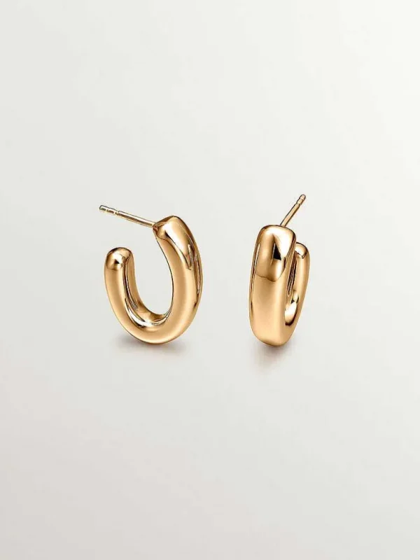 Pendientes De Plata-Aristocrazy Pendientes De Aro Pequenos Ovalados De Plata 925 Banada En Oro Amarillo De 18K