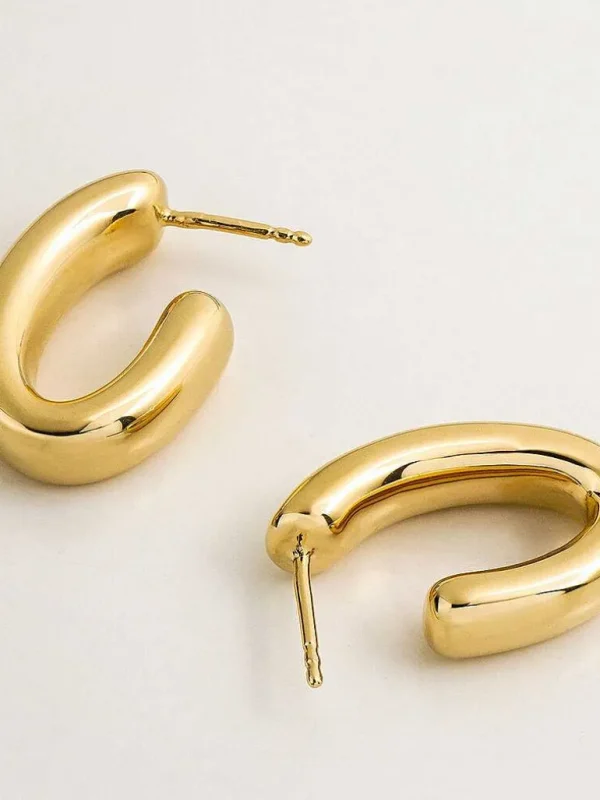 Pendientes De Plata-Aristocrazy Pendientes De Aro Pequenos Ovalados De Plata 925 Banada En Oro Amarillo De 18K