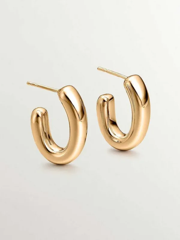 Pendientes De Plata-Aristocrazy Pendientes De Aro Pequenos Ovalados De Plata 925 Banada En Oro Amarillo De 18K