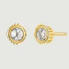 Piercings De Plata-Aristocrazy Pendientes De Plata 925 Banada En Oro Amarillo De 18K Con Topacio Blanco