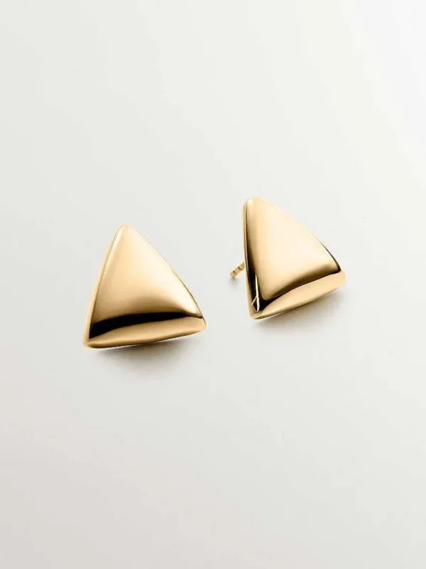 Pendientes De Plata-Aristocrazy Pendientes De Plata 925 Banada En Oro Amarillo De 18K Con Forma Triangular