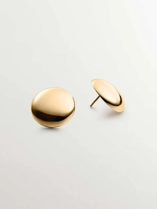 Pendientes De Plata-Aristocrazy Pendientes De Plata 925 Banada En Oro Amarillo De 18K Con Forma Redonda