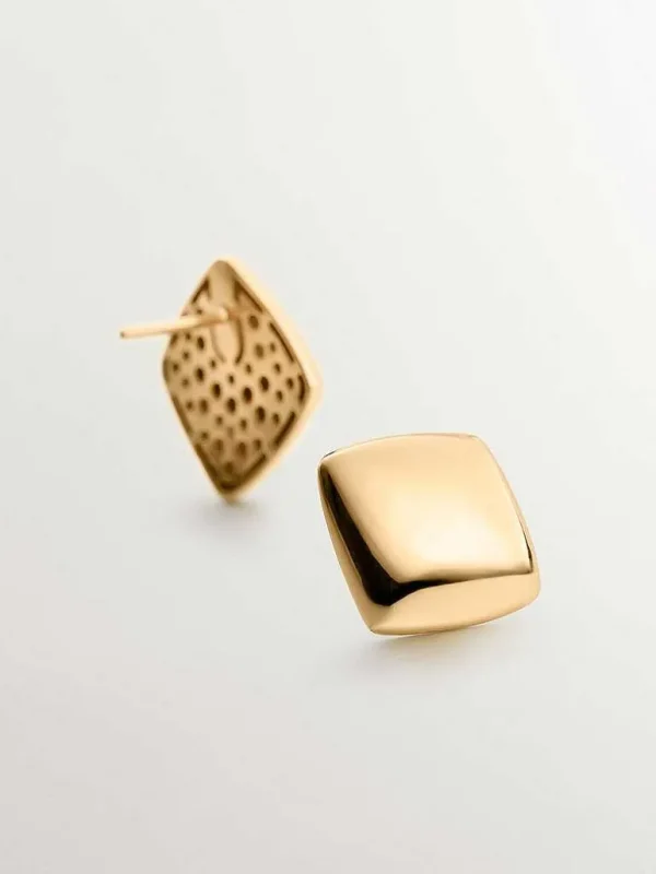 Pendientes De Plata-Aristocrazy Pendientes De Plata 925 Banada En Oro Amarillo De 18K Con Forma Cuadrada