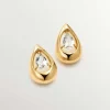 Pendientes De Plata-Aristocrazy Pendientes De Plata 925 Banada En Oro Amarillo De 18K Con Topacios Blancos