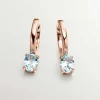 Pendientes De Plata-Aristocrazy Pendientes De Plata 925 Banada En Oro Rosa De 18K Con Topacio Azul Sky