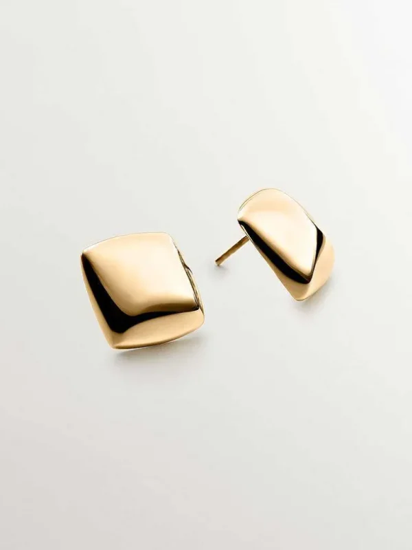 Pendientes De Plata-Aristocrazy Pendientes De Plata 925 Banada En Oro Amarillo De 18K Con Forma Cuadrada