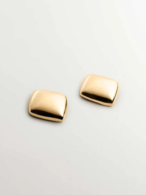 Pendientes De Plata-Aristocrazy Pendientes De Plata 925 Banada En Oro Amarillo De 18K Con Forma Cuadrada