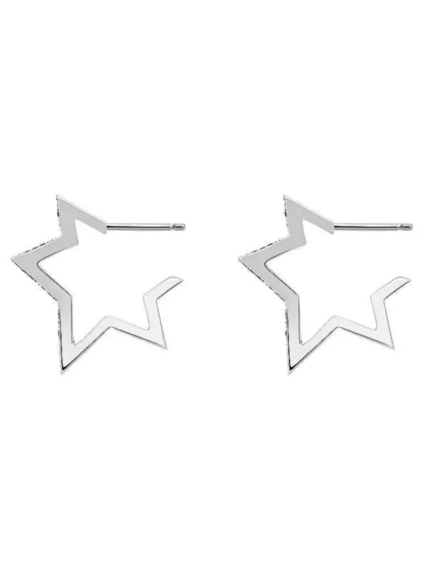 Pendientes De Aro-Aristocrazy Pendientes De Plata 925 Con Forma De Estrella Y Con Espinelas Negras