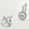 Pendientes De Plata-Aristocrazy Pendientes De Plata 925 Con Topacios Azul Swiss, Diamantes Blancos Y Esmalte Blanco